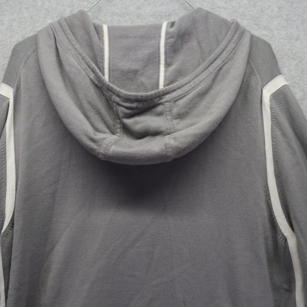 Banana Republic Hoodie Mens Large Full Zip Knit Jacket‎ Gray White Long Sleeve